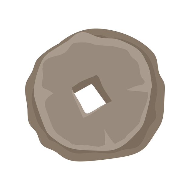 Ilustración vectorial del símbolo de la edad de piedra de la rueda de piedra prehistórica sobre un fondo blanco