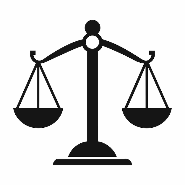 Ilustración vectorial del símbolo de las escalas de justicia en estilo plano