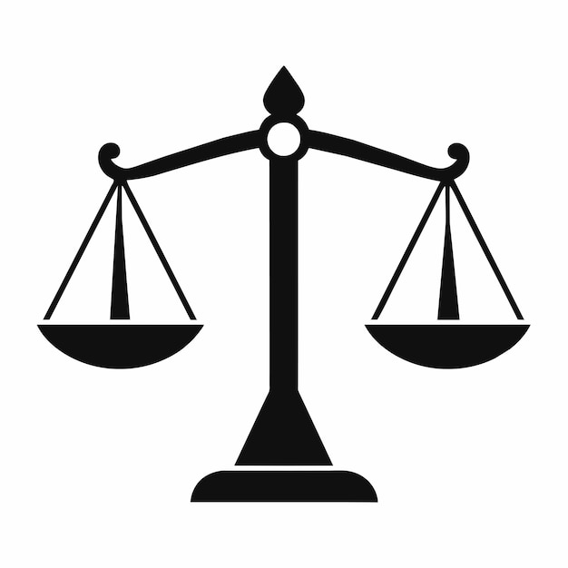 Ilustración vectorial del símbolo de las escalas de justicia en estilo plano
