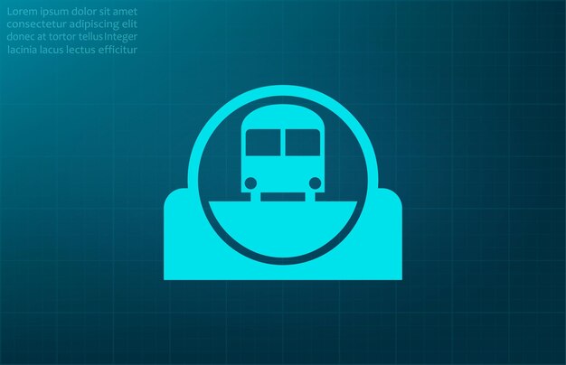 Ilustración vectorial del símbolo ferroviario del tren en un fondo azul Eps 10