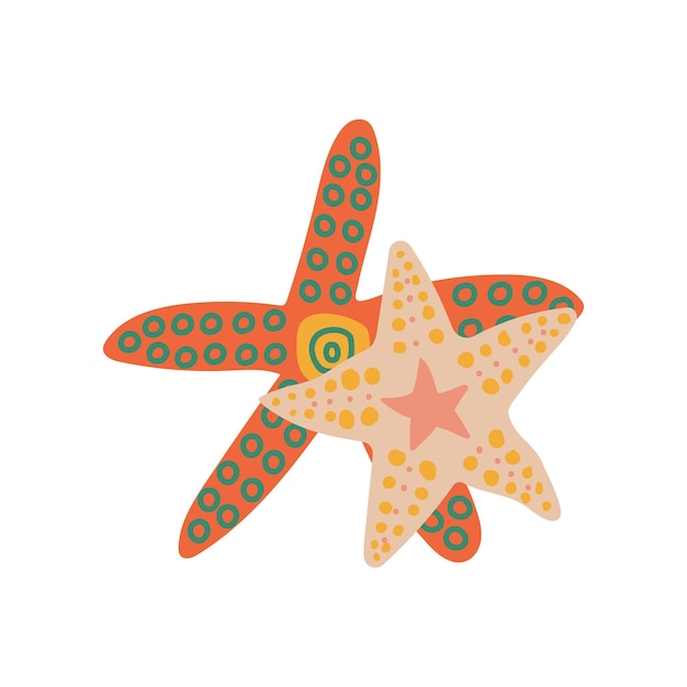Ilustración vectorial del símbolo de la hora de verano de las estrellas de mar marinas o oceánicas submarinas