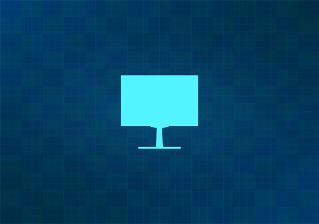 Ilustración vectorial del símbolo del monitor en fondo azul Eps 10