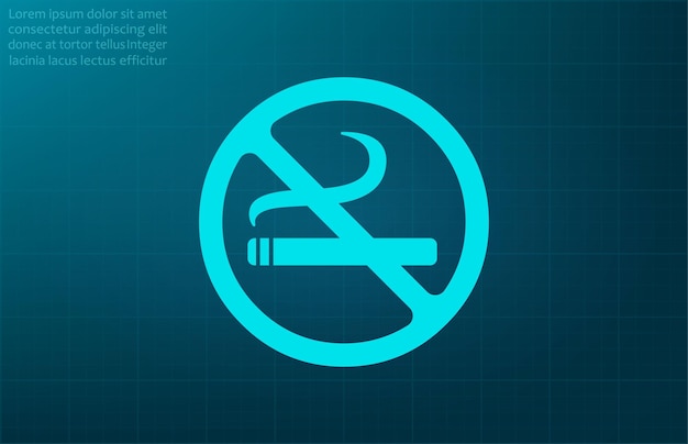 Ilustración vectorial del símbolo de no fumar de cigarrillo tachado en un fondo azul EPS 10