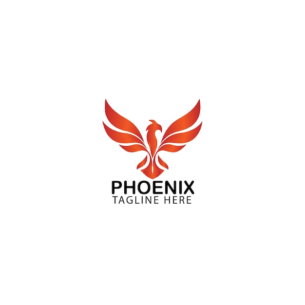 Ilustración vectorial del símbolo del pájaro Fénix y el diseño del logotipo