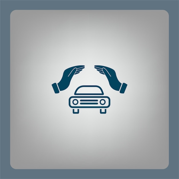 Ilustración vectorial del símbolo de protección del automóvil a la mano en un fondo gris Eps 10