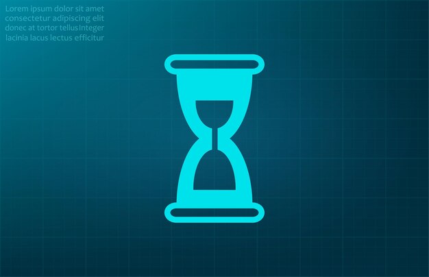 Ilustración vectorial del símbolo del reloj de arena en fondo azul EPS 10.