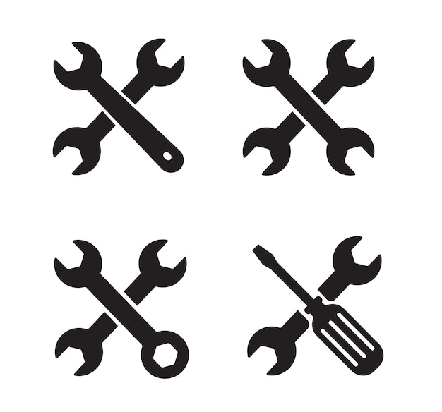 Ilustración vectorial del símbolo de reparación del icono de la llave y el destornillador
