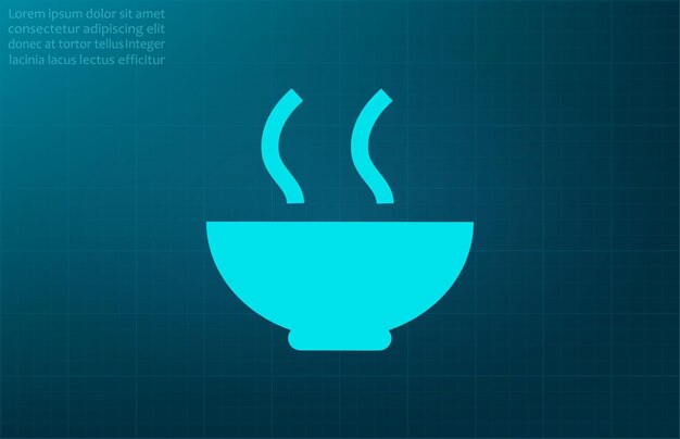 Ilustración vectorial del símbolo del restaurante de comida caliente en un fondo azul EPS 10.