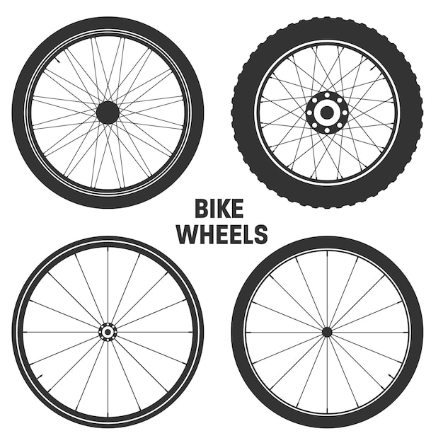 Ilustración vectorial del símbolo de la rueda de la bicicleta Válvula de neumáticos de montaña de goma para bicicletas de montaña