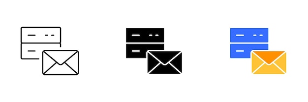 Una ilustración vectorial de un símbolo de sobre en un fondo de servidores Vector conjunto de iconos en línea estilos negros y coloridos aislados
