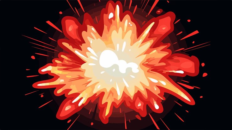 Vector ilustración vectorial de símbolos de explosión de dibujos animados dinámicos