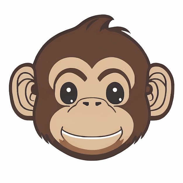 Ilustración vectorial de un simpático mono de dibujos animados estilo kawaii cara de animal icono de personaje bebé