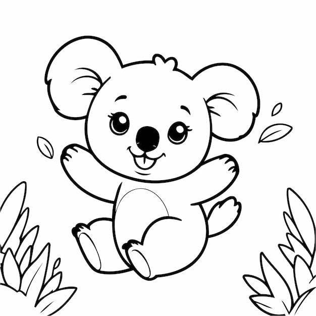 Vector ilustración vectorial simple de la actividad de coloración del dibujo del koala