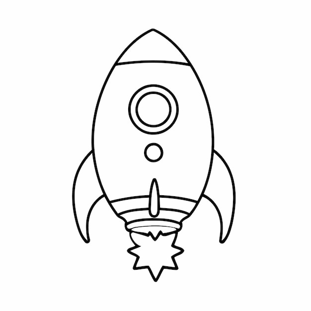 Ilustración vectorial simple de la actividad de coloreo de rocket doodle para niños