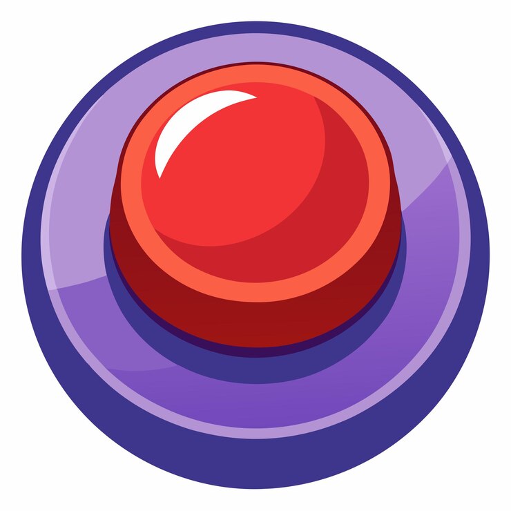 Vector ilustración vectorial simple de un botón con una forma circular de diseño limpio y cuatro agujeros
