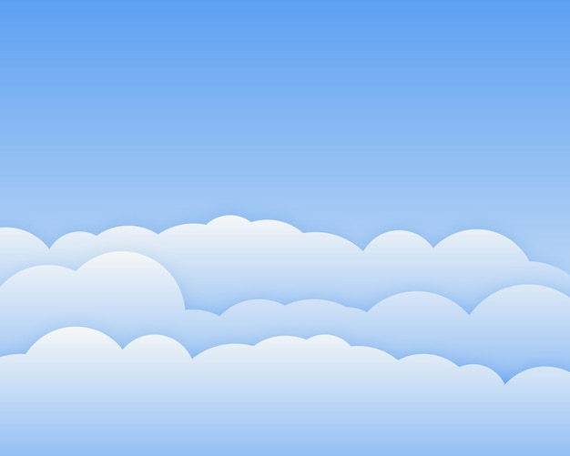 Vector ilustración vectorial simple del cielo y las nubes con efecto de perspectiva puede usarla como fondo y colocar su texto