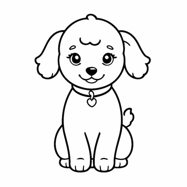 Ilustración vectorial simple del dibujo de caniche para la actividad de colorear de los niños