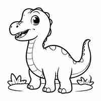 Vector ilustración vectorial simple del dibujo de dino para niños página de colorear