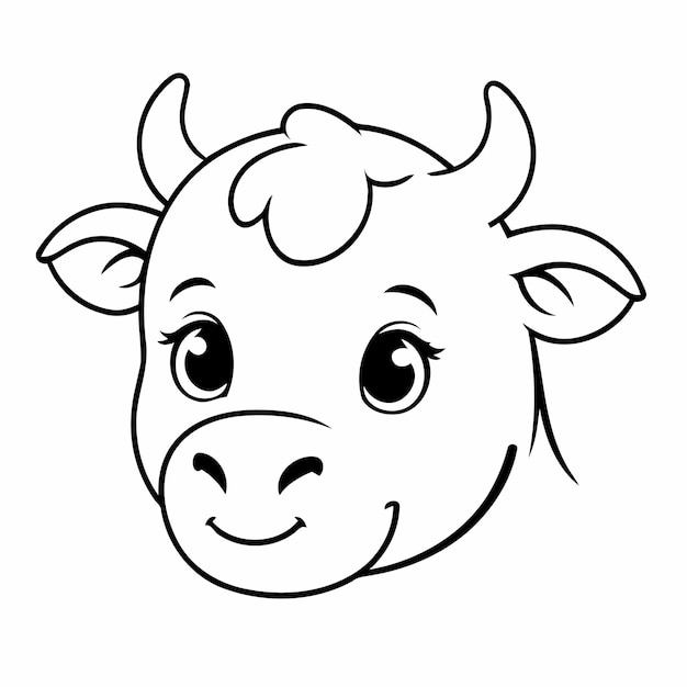Ilustración vectorial simple de dibujo de ganado para niños página