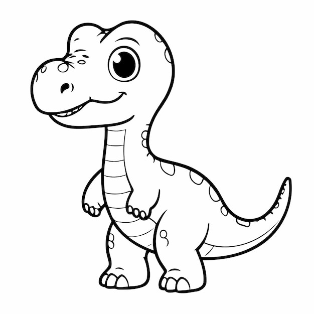 Ilustración vectorial simple de Dino para niños página de colorear