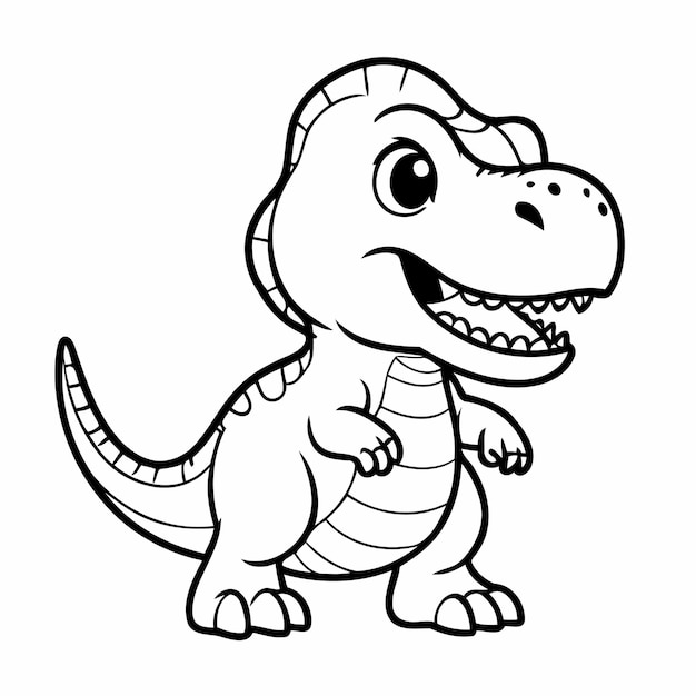 Ilustración vectorial simple del doodle de TRex para la hoja de trabajo infantil