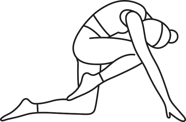 Ilustración vectorial simple de Ekapada Bidalasana estilo de vida saludable yoga asana deportes garabatos y boceto