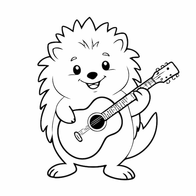 Ilustración vectorial simple de erizo dibujado a mano para niños página de colorear