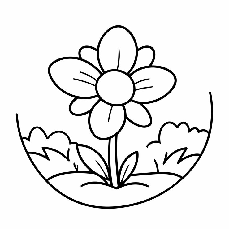 Vector ilustración vectorial simple de flor dibujada a mano para niños página de colorear