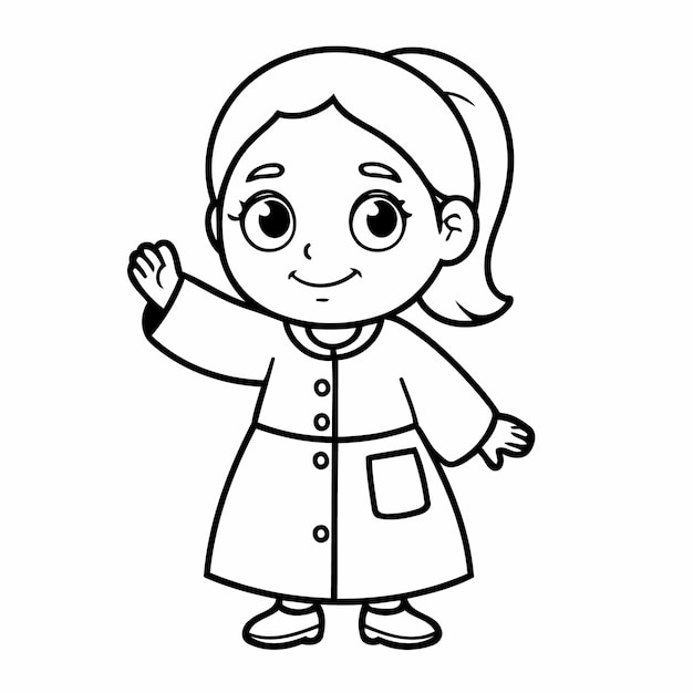 Ilustración vectorial simple de garabateo de anciana para niños página de colorear