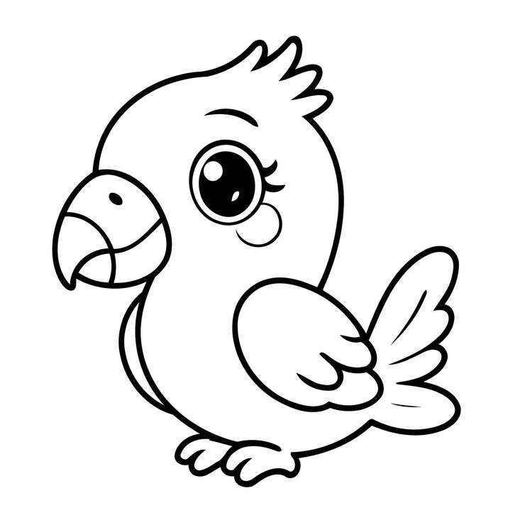 Vector ilustración vectorial simple de garabateo de loro para niños hoja de trabajo para colorear