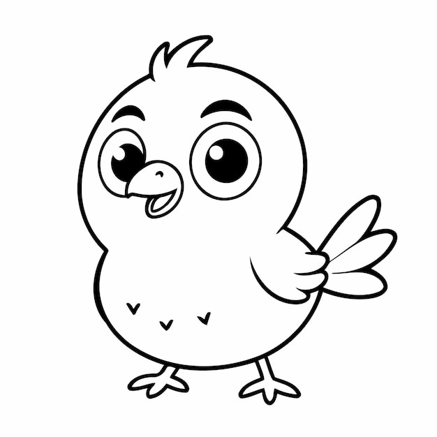 Ilustración vectorial simple de garabateo de pájaros para niños hoja de trabajo