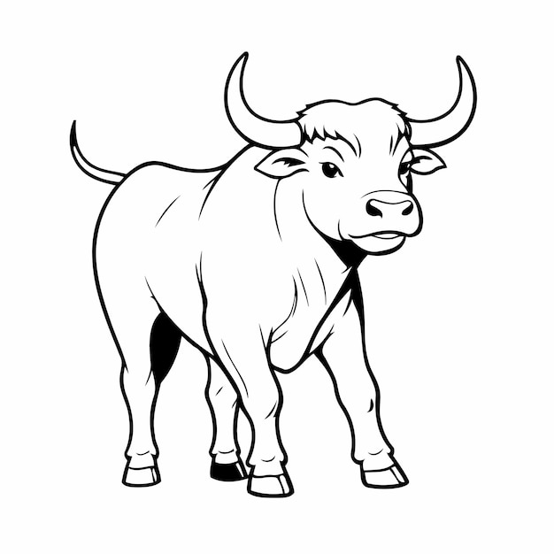 Vector ilustración vectorial simple del garabato de bull para la hoja de trabajo infantil