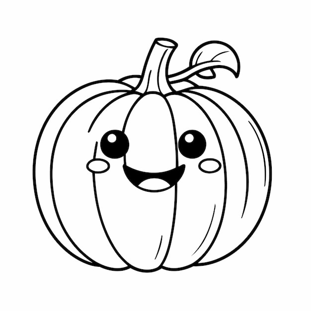 Ilustración vectorial simple del garabato de calabaza para niños hoja de trabajo