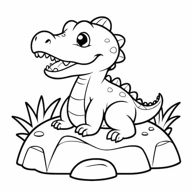 Ilustración vectorial simple del garabato de cocodrilo para niños pequeños