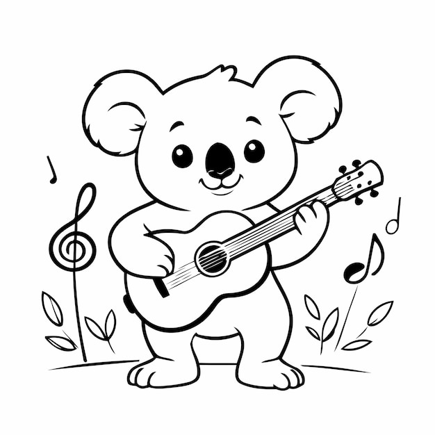 Ilustración vectorial simple del garabato de Koala para niños hoja de trabajo para colorear