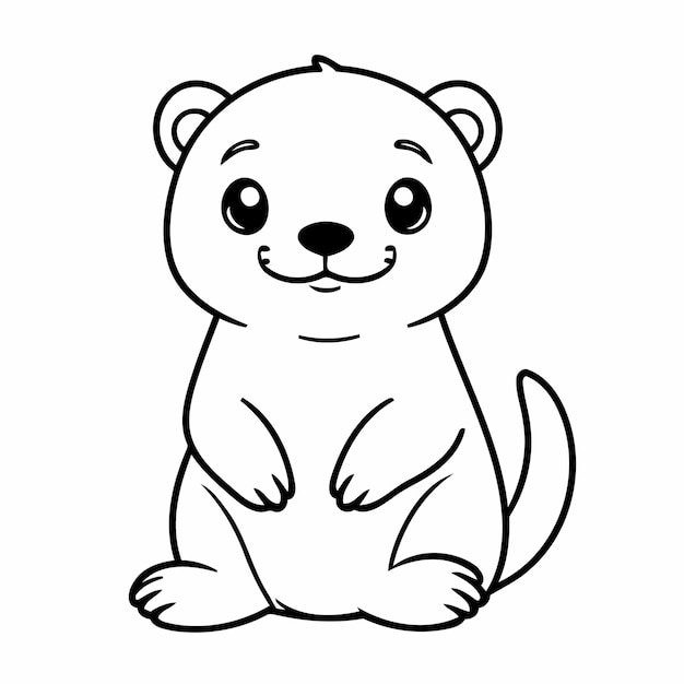 Ilustración vectorial simple del garabato de la nutria para la actividad de colorear para niños pequeños