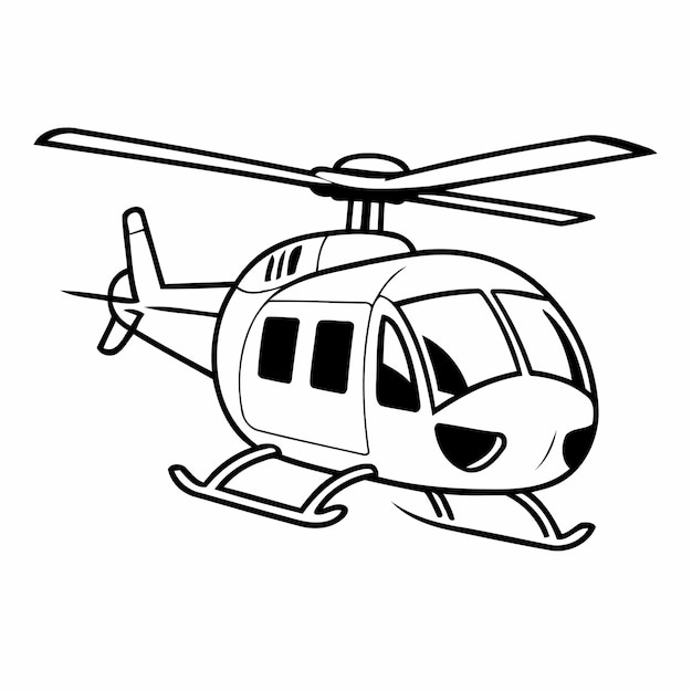 Ilustración vectorial simple de Helicóptero para niños actividad de coloreo