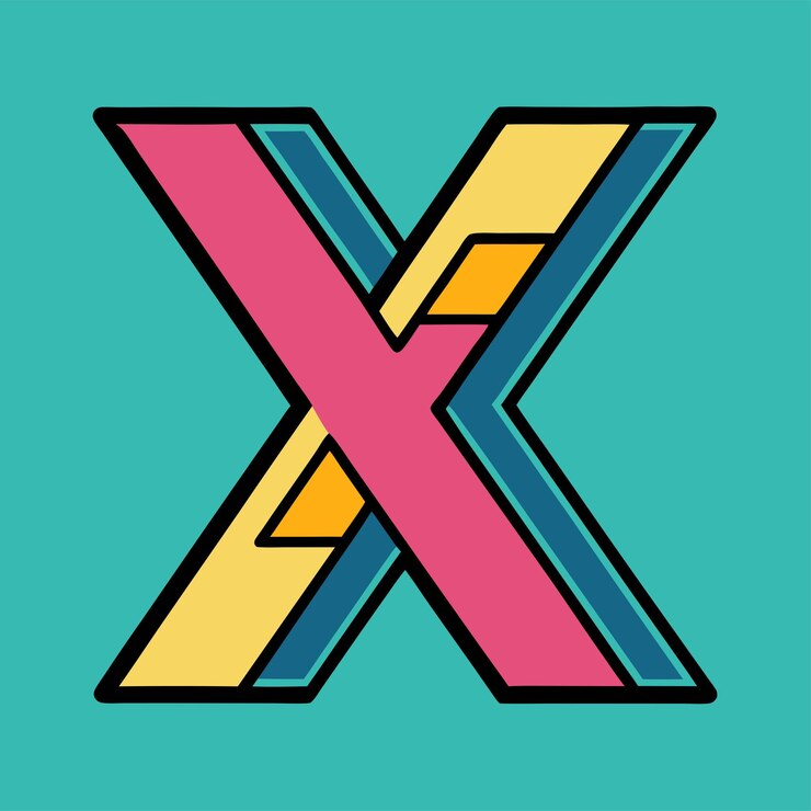 Vector ilustración vectorial simple de la letra x con líneas limpias y un diseño audaz