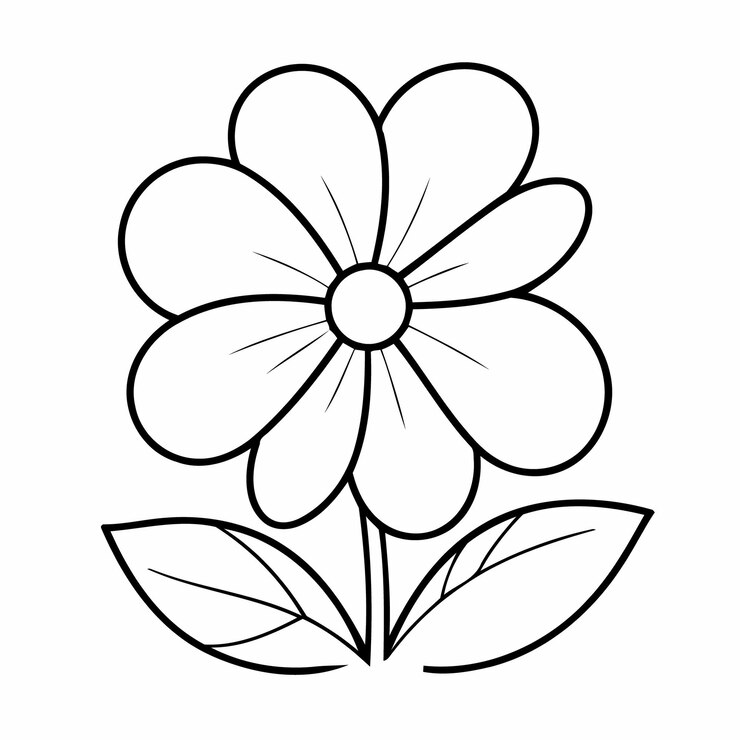 Vector ilustración vectorial simple de página de colorear flores para niños