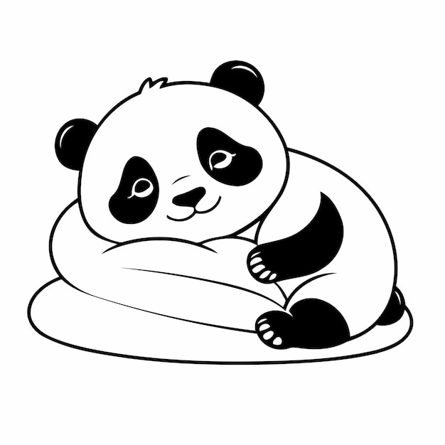 Ilustración vectorial simple de la página de Panda dibujada a mano para niños