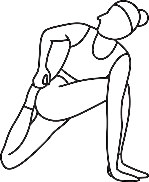 Ilustración vectorial simple de Parivritta Vamadevasana yoga asana estilo de vida saludable doodle y boceto deportivo