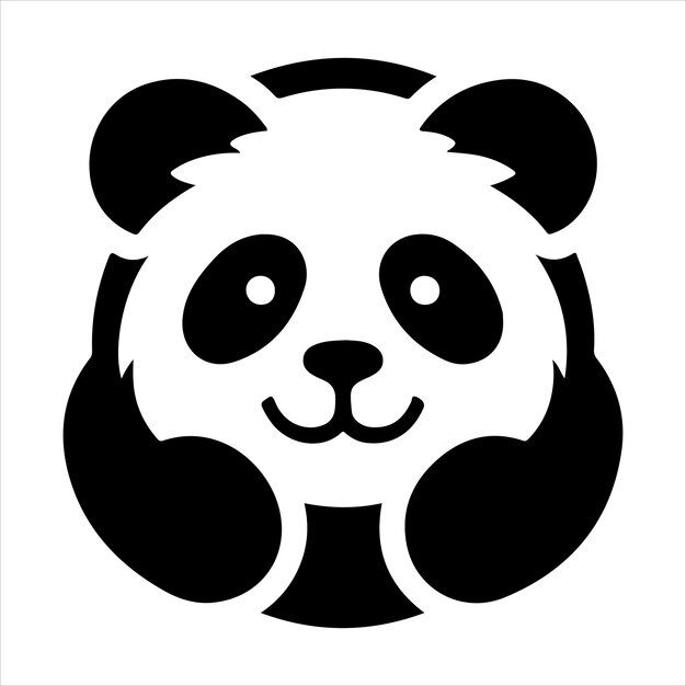 Ilustración vectorial simple de la silueta de un panda