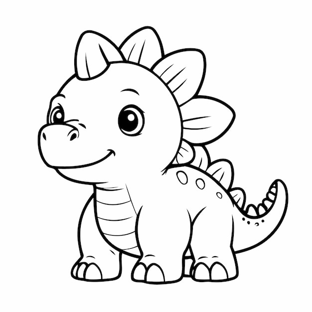 Vector ilustración vectorial simple de stegosaurus para niños página de colorear