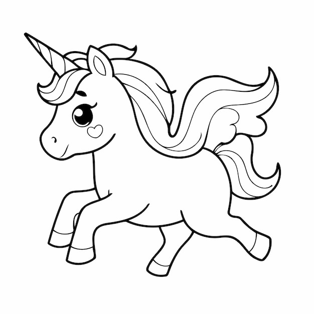 Ilustración vectorial simple de unicornio dibujado a mano para niños pequeños