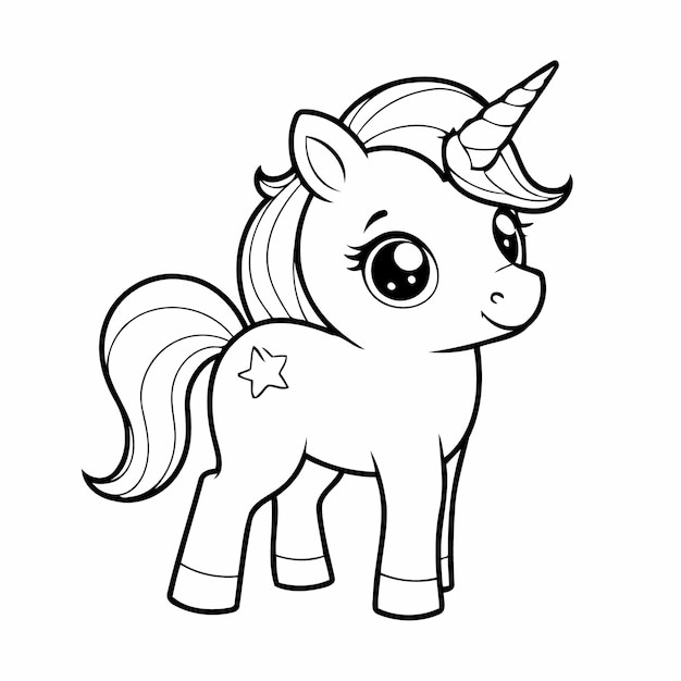 Vector ilustración vectorial simple de unicornio dibujado a mano para niños