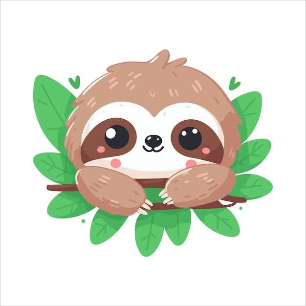 Vector ilustración vectorial de sloth en fondo blanco