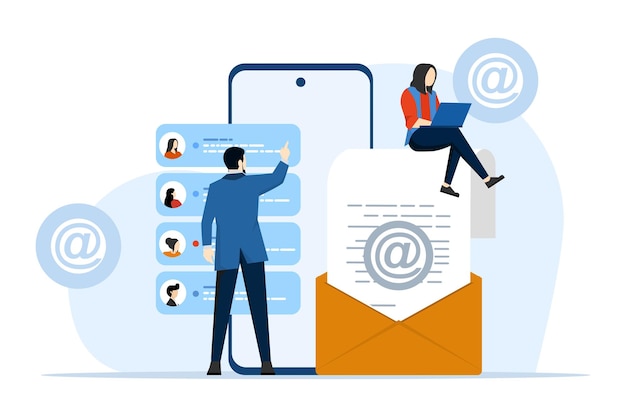 Ilustración vectorial sobre campañas de marketing por correo electrónico y promociones por correo electrónico