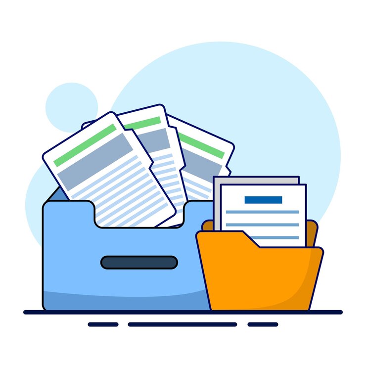 Vector ilustración vectorial sobre el concepto de almacenamiento de archivos o archivo de documentos o archivos