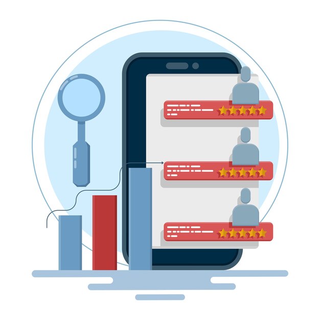 Ilustración vectorial sobre el concepto de análisis de búsqueda o herramienta de marketing o tráfico del sitio web
