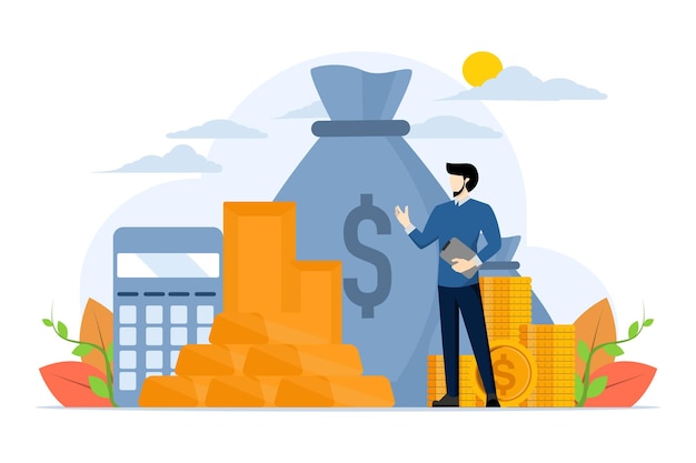Ilustración vectorial sobre el concepto de beneficio comercial o éxito financiero